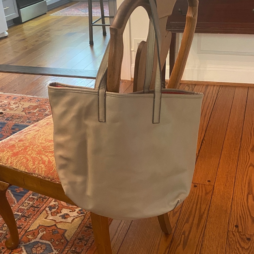 Casual Tan Tote Bag with Red Lining